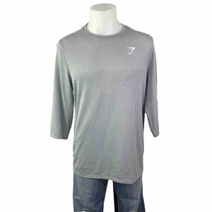 Gymshark T Shirt Mens Size Medium Gray Athletic Performance Short Sleeve Elbow